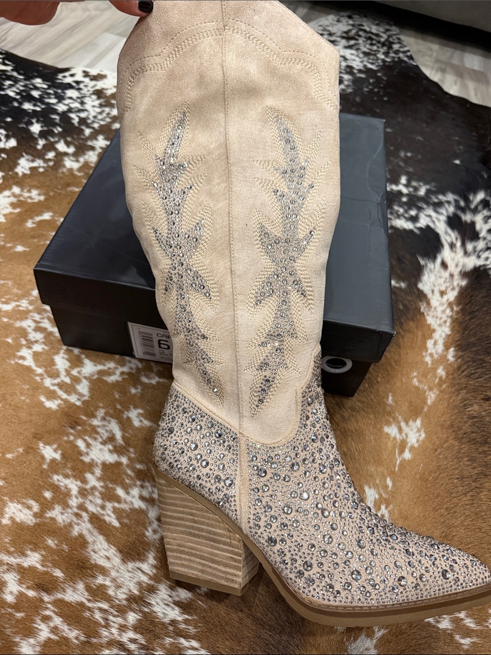 Cape Robbin Cream Rhinestone Western Cowboy Boots